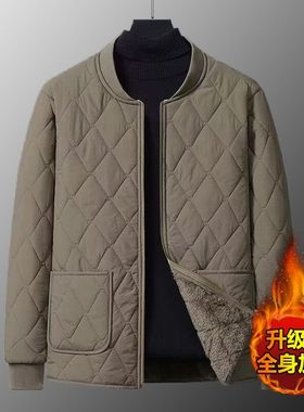 男士内胆棉服秋冬季加绒保暖贴身打底棉衣冬装外套爸爸装立领棉袄