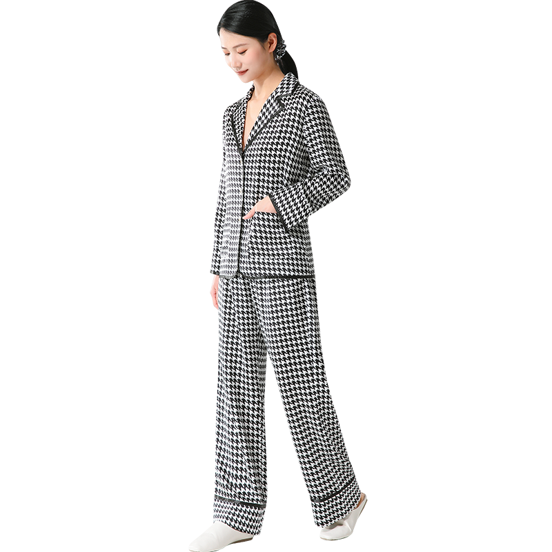 新款蚕丝睡衣女款春夏款长袖厚款高级感全真丝绸家居服套装