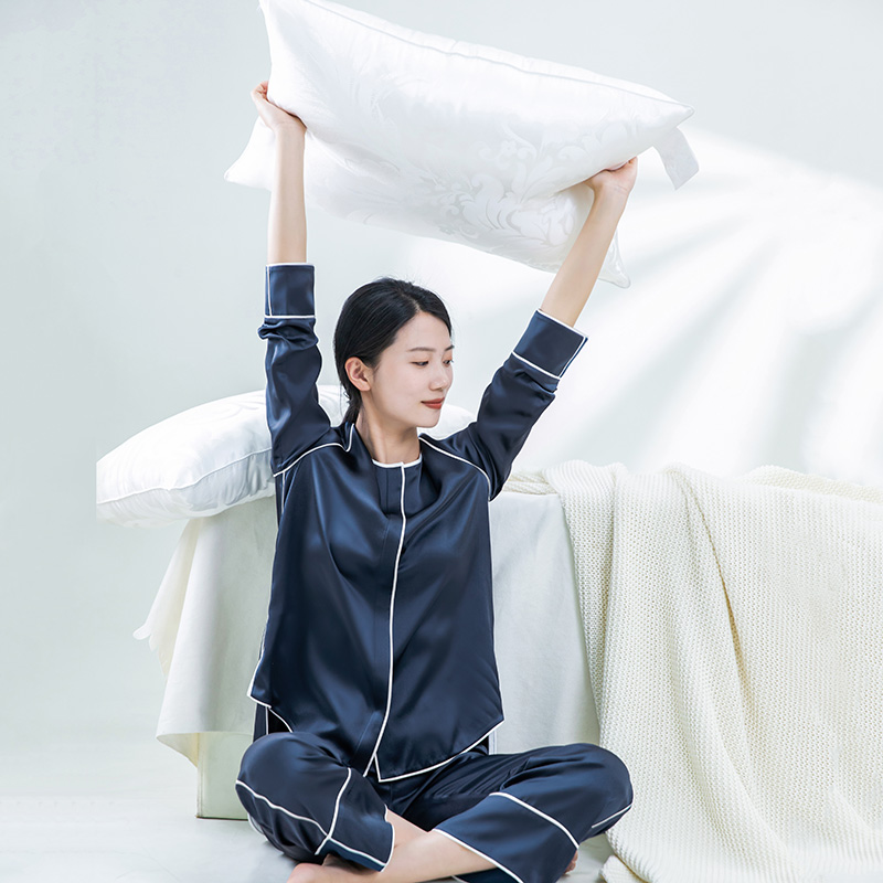 睡衣女桑蚕丝春夏季加厚长袖19欧