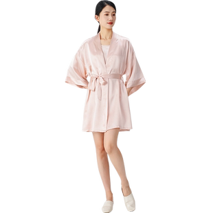 枕水人家19夏季全真丝睡衣睡袍浴袍晨袍家居服长袖桑蚕丝性感婚礼