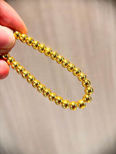克拉汇足金999小金珠 DIY手串黄金转运珠 纯金猫眼珠送礼金豆手链