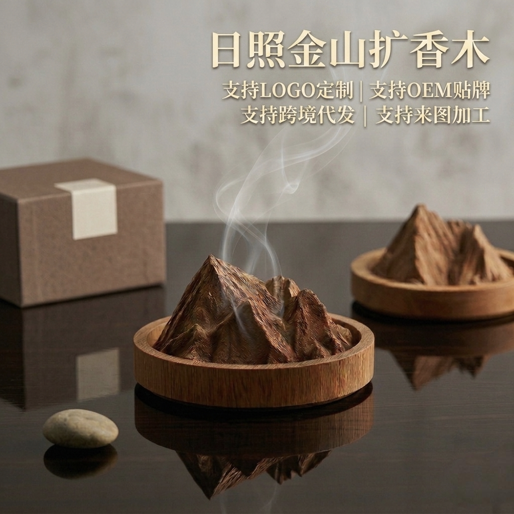 胡桃木黑车载香薰扩香器摆件