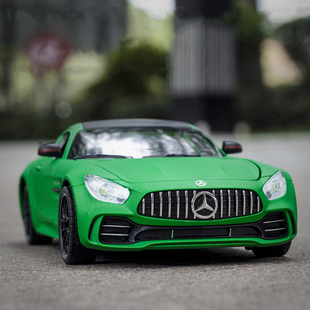 24奔驰AMG车模GTR绿魔超跑合金汽车模型声光男孩仿真收藏摆件