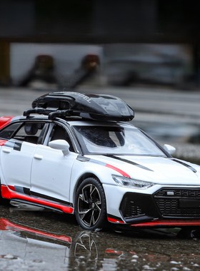 1：32奥迪RS6仿真合金瓦罐汽车模型收藏摆件超跑黑武士儿童玩具车