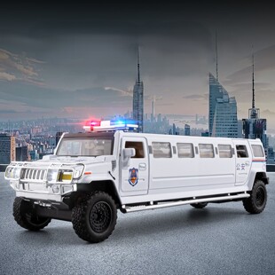 警车车模仿真合金公安特警汽车模型儿童玩具车男孩 32悍马加长版