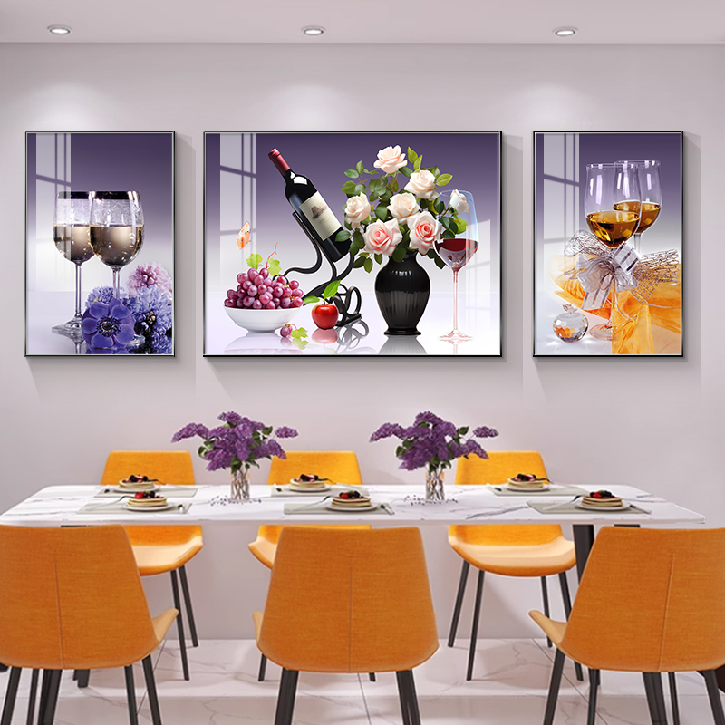 现代简约餐厅装饰画高档酒杯三联画客厅餐桌背景墙壁画吃饭厅挂画-封面