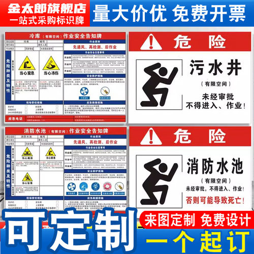 消防水池有限空间警示标识牌