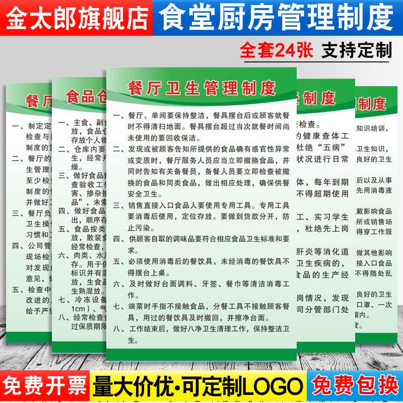 食堂管理制度牌酒店餐馆学校海报餐厅饭店安全操作规程食品卫生管理标识牌标语挂图标识牌规章制度牌贴纸定制