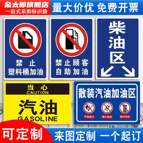 加油站柴油汽油油品警示标识牌