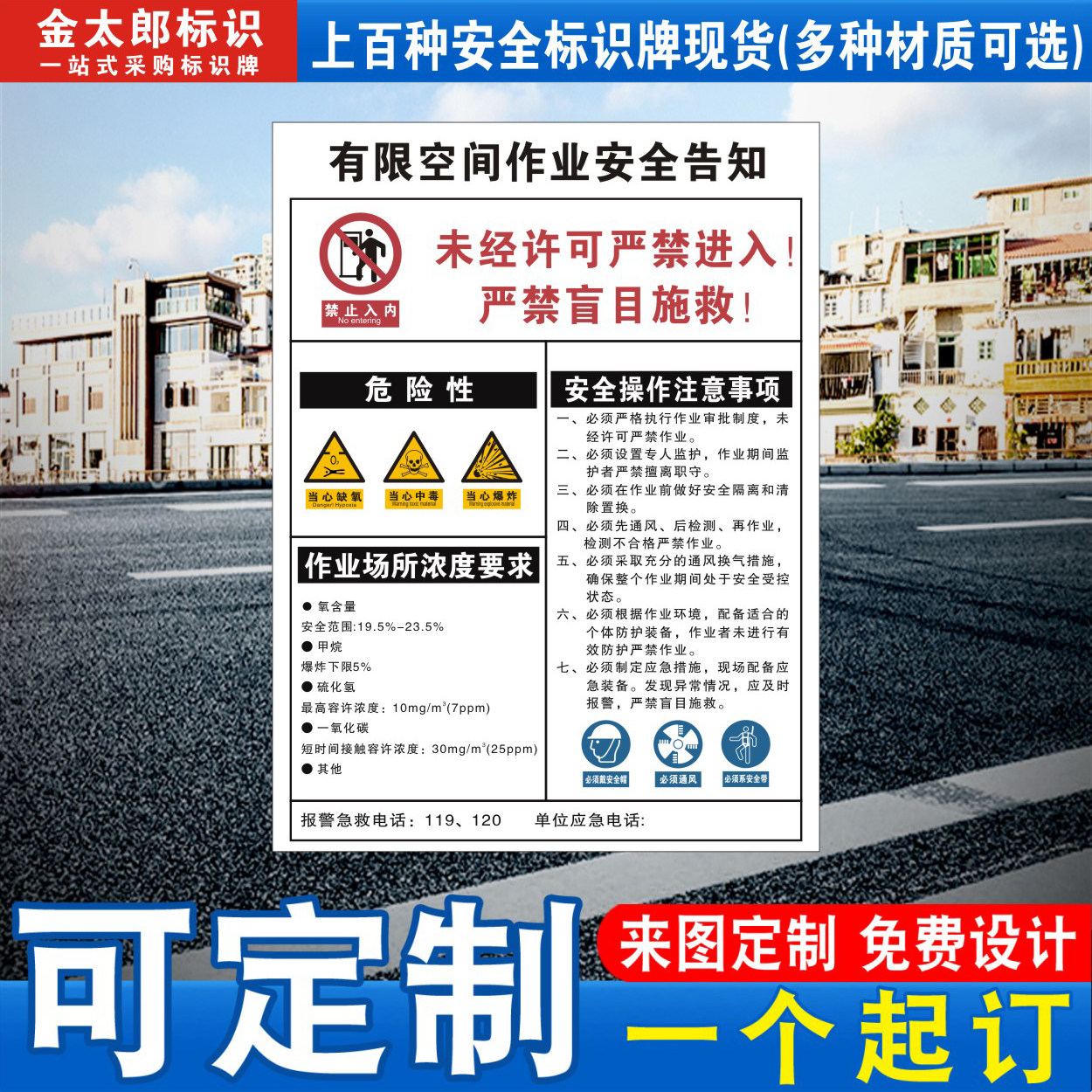 有限空间告知作业安全警示标识牌