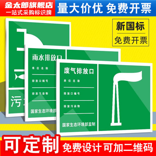 废气排放口固废标识牌贴纸标签