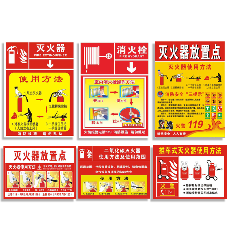 灭火器使用方法说明消防栓标识牌