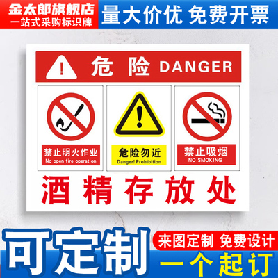 酒精瓶存放处标识牌安全警示牌