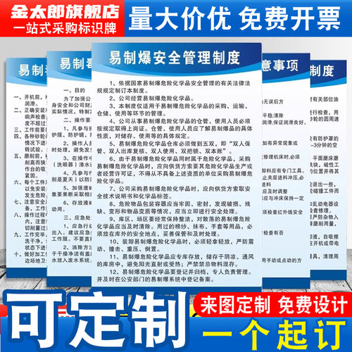 易制爆易制毒仓库管理制度标识牌