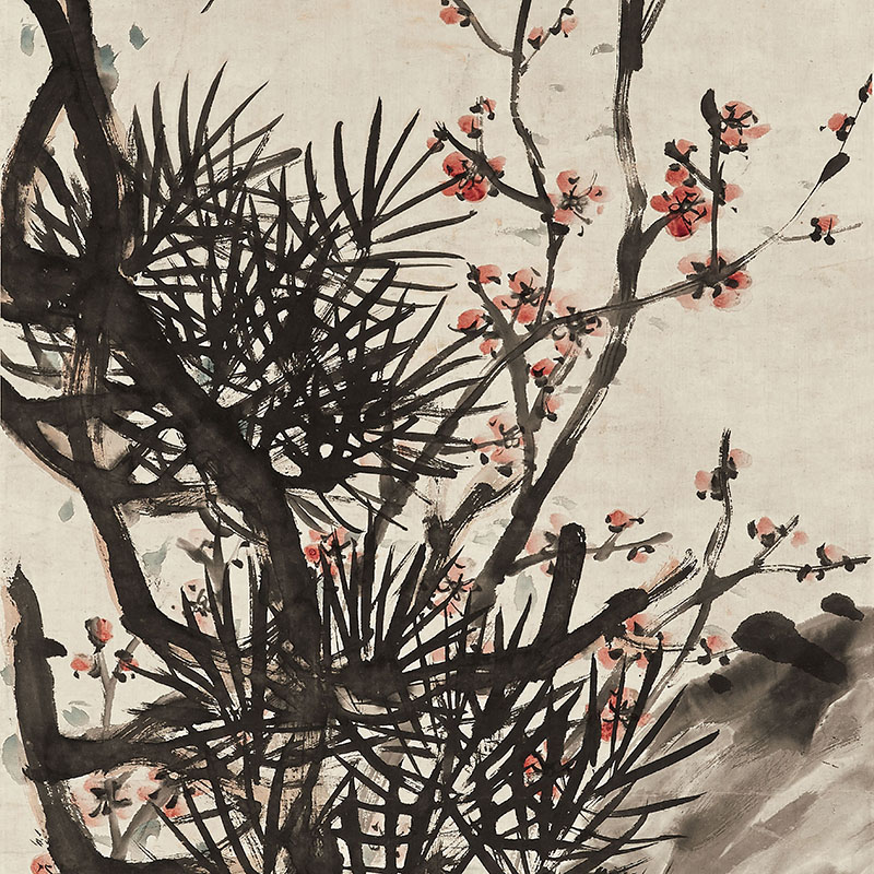 名人字画国画水墨画条幅挂画艺术微喷宣纸画心装饰画吴昌硕梅花图