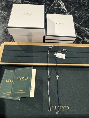 韩国LLOYD手绳手链 925银莫桑钻十字架编织 精致小众百搭叠戴