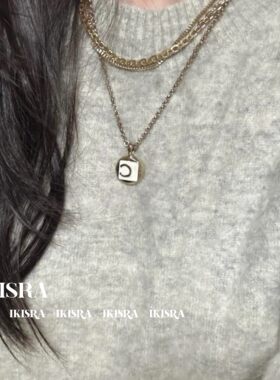 cece新款方圆珐琅锁骨链