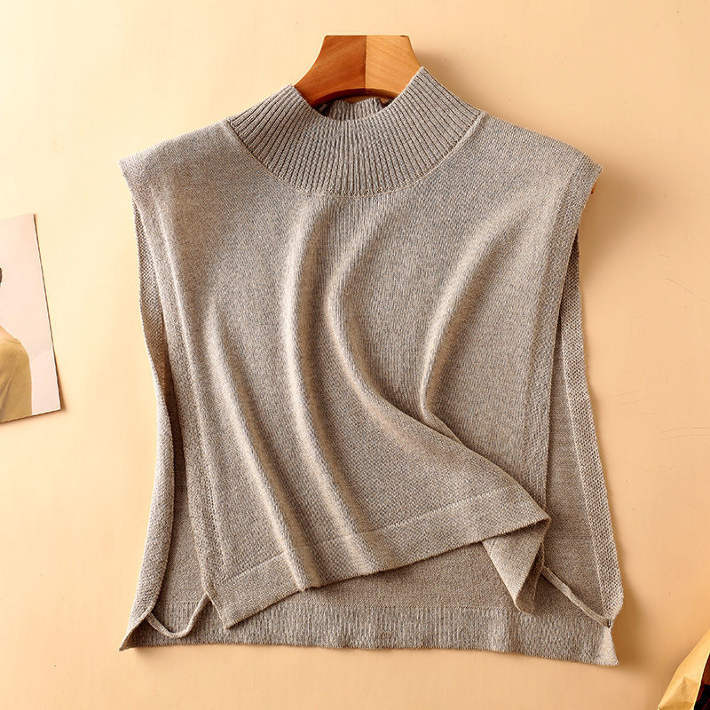 秋冬假领子女半高领针织羊毛围脖装饰脖套头假衣领护颈椎假领披肩