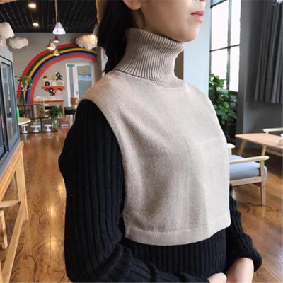 秋冬假领子女假高领针织羊毛线围脖保暖毛衣假衣领脖套头假领披肩