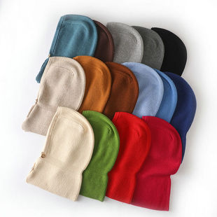 秋冬羊毛线帽子围脖一体女针织护耳脖套连帽假领子羊绒围巾假衣领