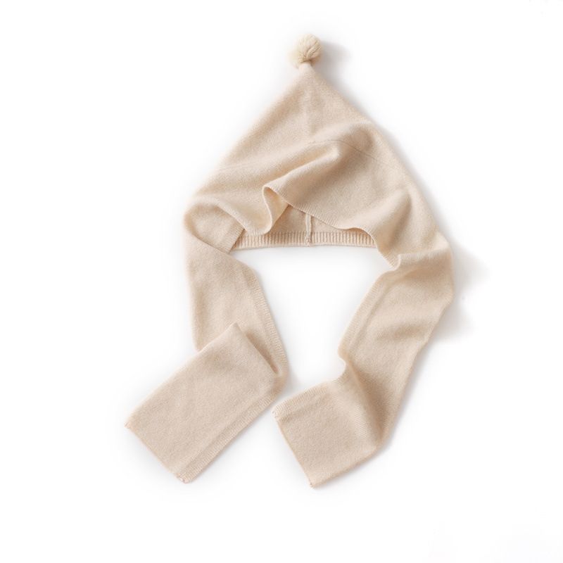 秋冬山羊绒帽子围脖一体女保暖带毛球围巾连帽假领子搭肩披肩帽子