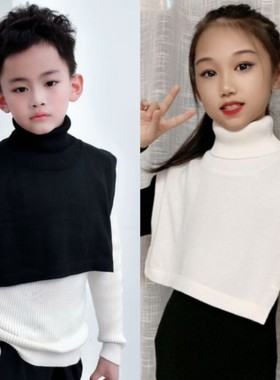秋冬羊毛假领子儿童毛衣假高领脖套针织围脖小孩男女童披肩假衣领