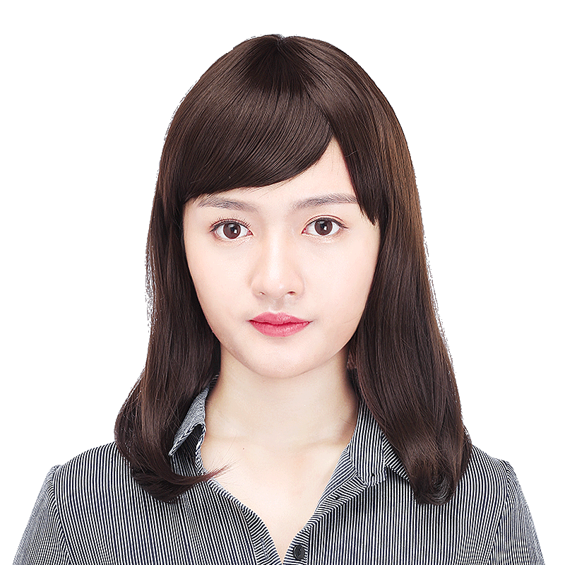 娇滴滴顶心自然风斜刘海长直发