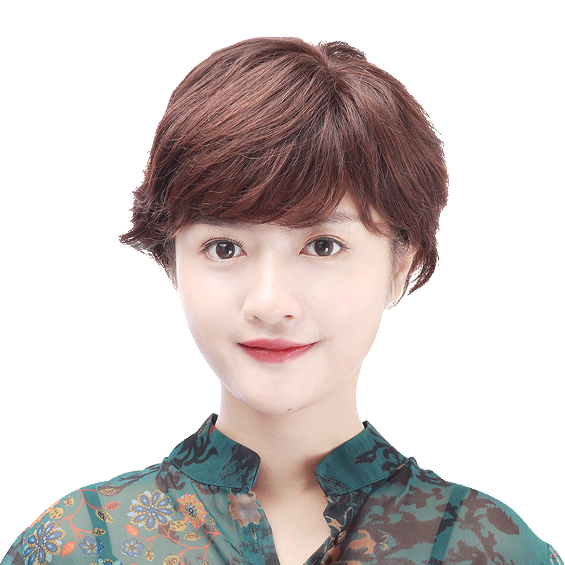 娇滴滴全手织自然风短直假发套