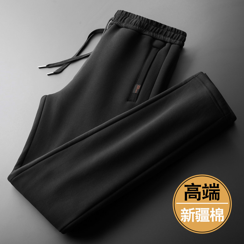 纯棉运动裤男宽松直筒男裤春秋款爸爸裤子男士休闲裤大码卫裤男款