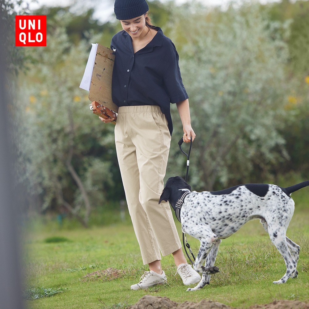 UNIQLO 优衣库 女装全棉松紧九分裤(休闲萝卜裤腰部可调节)458975