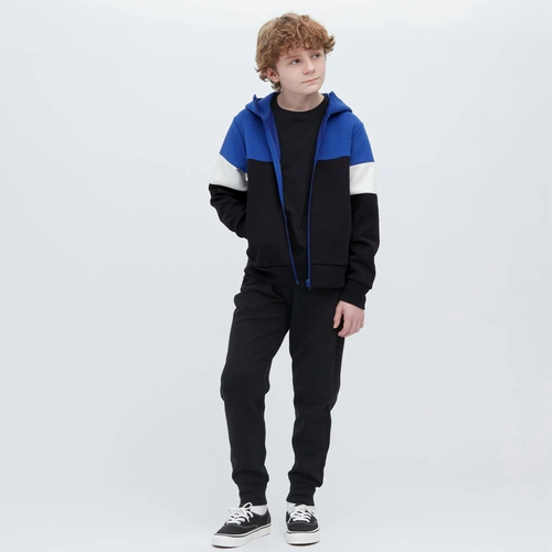Uniqlo, эластичная спортивная толстовка с капюшоном для мальчиков с молнией, лонгслив, детская одежда, быстрое высыхание