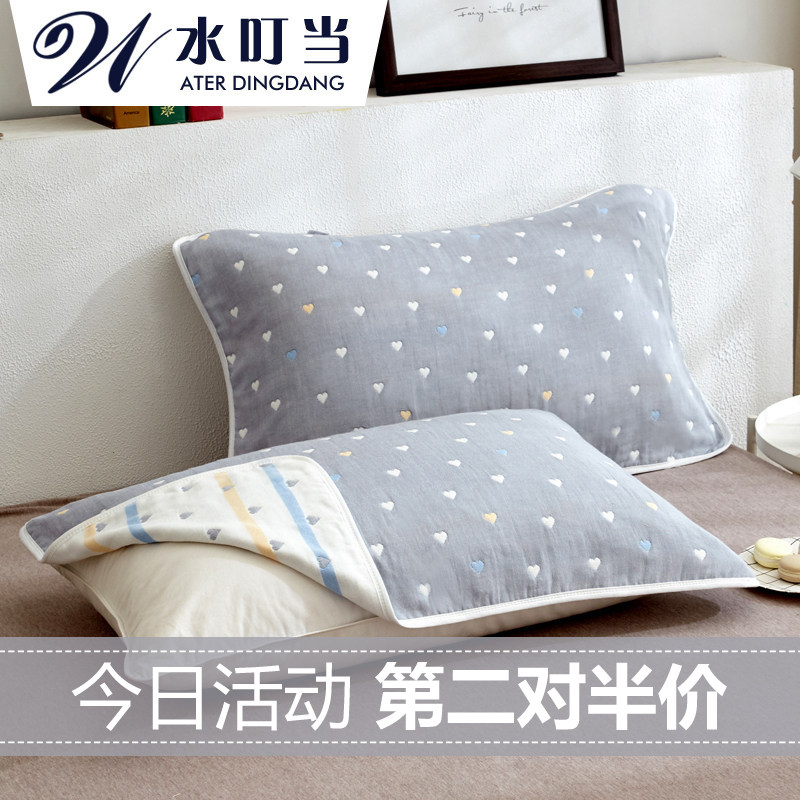 全棉六层纱布枕巾加厚图片