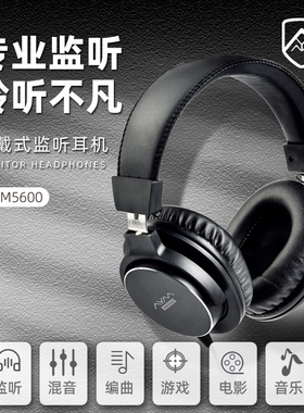 AYM AM5600头戴式录音棚专业监听高保真HIF封闭式有线耳机