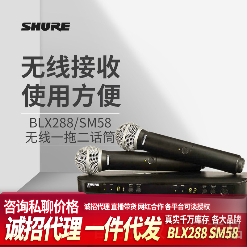 shure舒尔BLX288/SM58 BETA58 PG58一拖二专业无线麦克风手持话筒 影音电器 麦克风/话筒 原图主图