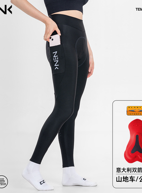 NENK秋冬季抓绒骑行裤女保暖公路自行车口袋长裤双箭头坐垫单车裤