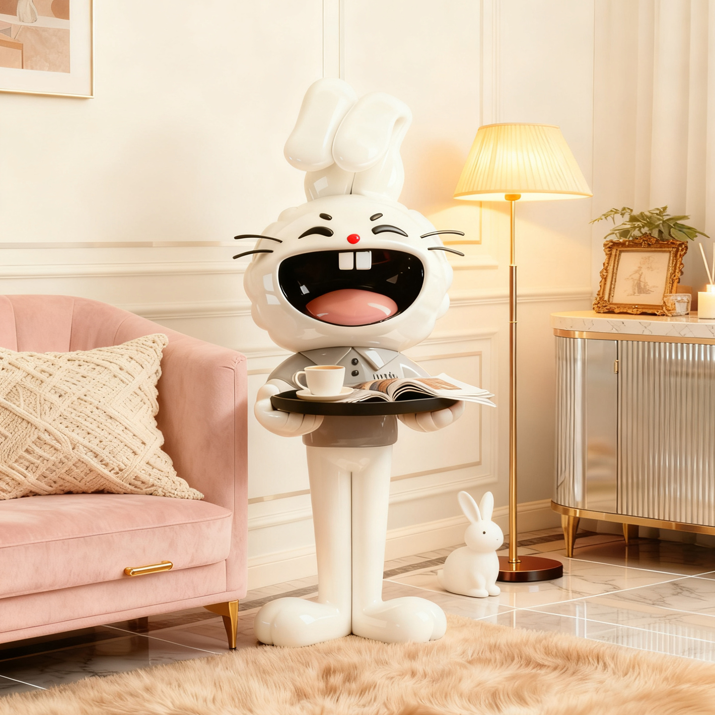 兔子茶几落地摆件客厅家用边几