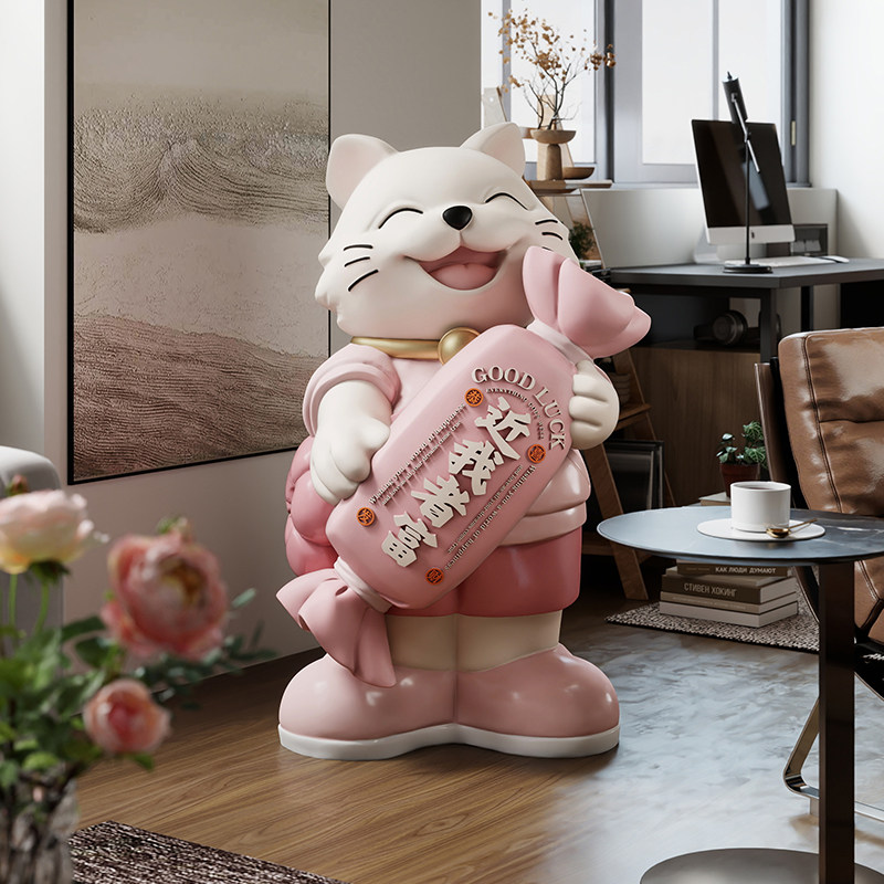 招财猫摆件客厅电视柜沙发旁家居装饰品高档乔迁新居礼品