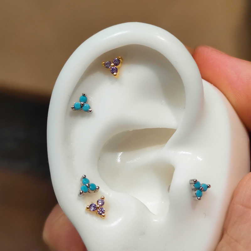 通体纯银耳骨钉睡觉免摘耳钉