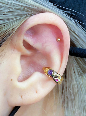 金色耳夹潮流百搭无耳洞款耳环个性时尚高级感锆石耳饰耳骨夹女