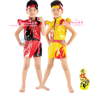 儿童啦啦队表演服街舞热舞幼儿演出服装现代舞表演服亮皮舞蹈服