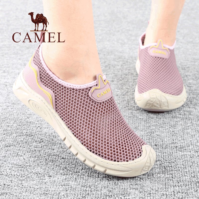 camel/骆驼女鞋夏季新款品网面孔眼透气套脚旅游正户外休闲凉鞋子