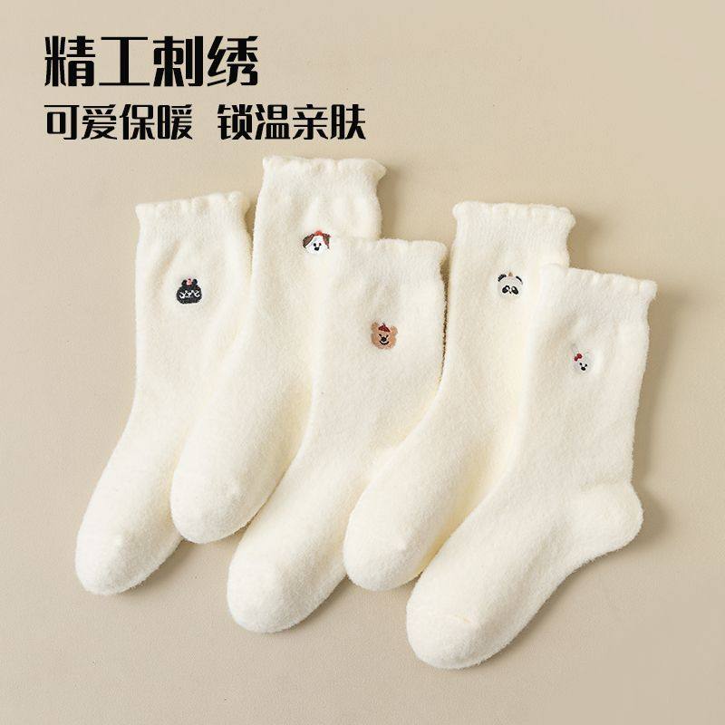 加厚加绒可爱睡眠毛绒绒月子袜子