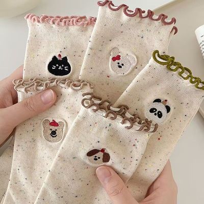 猫咪袜子女生木耳边卡通堆堆袜