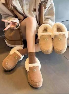 2025冬季新款莱菲迪女鞋短靴雪地靴棉鞋毛毛保暖牛皮厚底女95029
