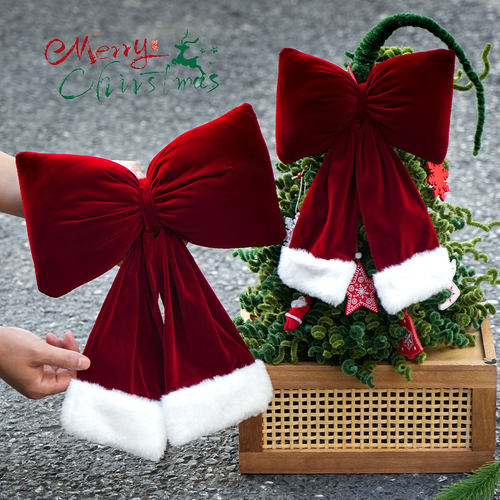 2025新款圣诞节装饰品蝴蝶结挂件商场超市店铺场景布置圣诞树挂饰