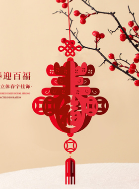 2025春节新款灯笼挂件元旦氛围装饰新年福字挂饰蛇年过年中式宫灯