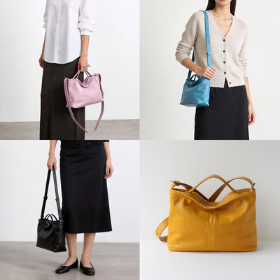 heyfun头层油蜡牛皮托特包大容量单肩斜挎包新款hobo包女包包小众