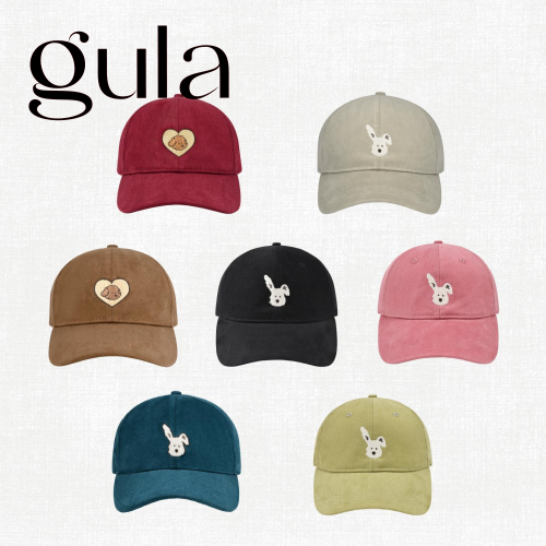 gula【Dian Cap】小狗磨毛纯棉心形刺绣百搭软顶棒球帽鸭舌帽多色