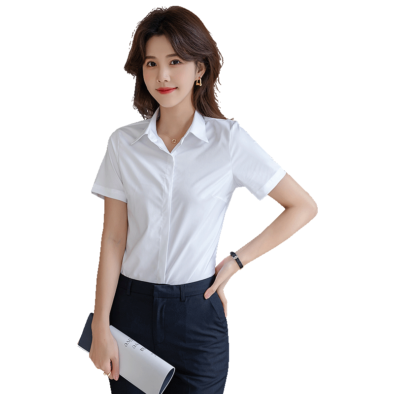 竹纤维女士短袖白色衬衫薄款2025夏季新款职业长袖衬衣正装工作服