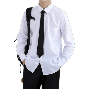 DK制服衬衫男长袖学院风日系休闲大码韩版潮流帅气白色短袖衬衣寸